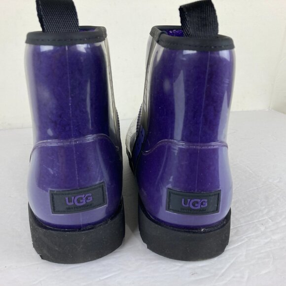 UGG Women Sz 9 Classic Clear Purple Sherpa Lined Clear Mini Boot Ankle Pull On - Picture 7 of 10